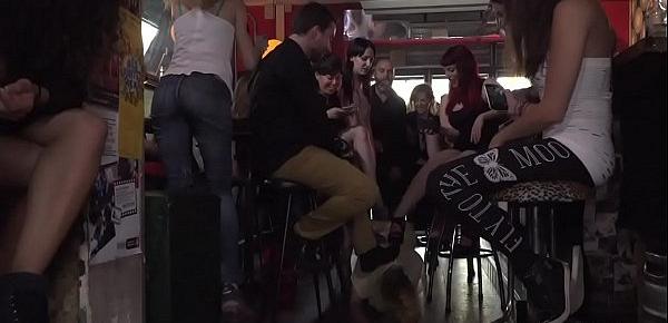  Spanish public bar orgy fucking